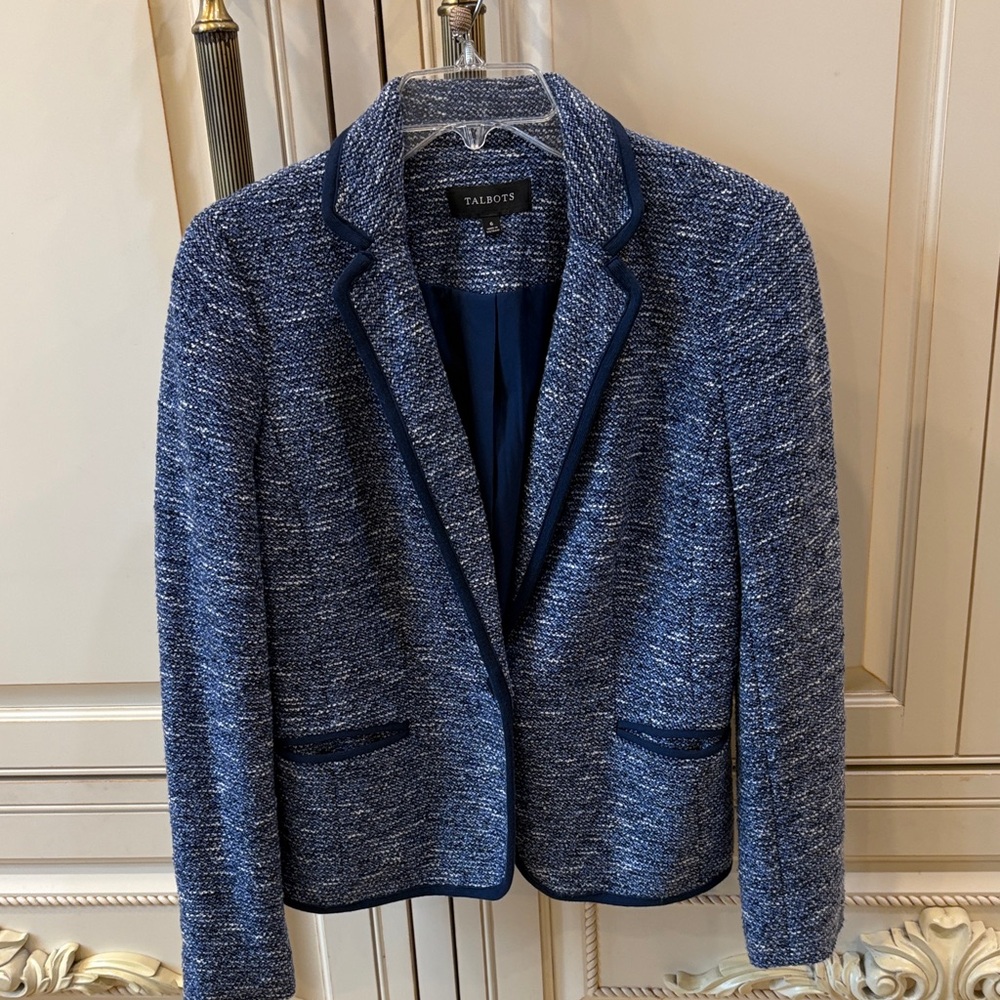 Talbots Women's Blue Tweed Jacket Size 6
